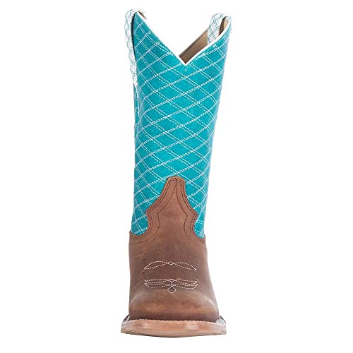 Macie Bean Girls Pecan Barking Iron Turquoise Cowboy Boot2
