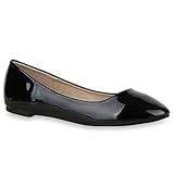 stiefelparadies Damen Ballerinas Lack Stoff Slippers Schleifen Ballerina Slipper Flats Leder-Optik Flache Sommer Schuhe 131587 Schwarz 38 Flandell