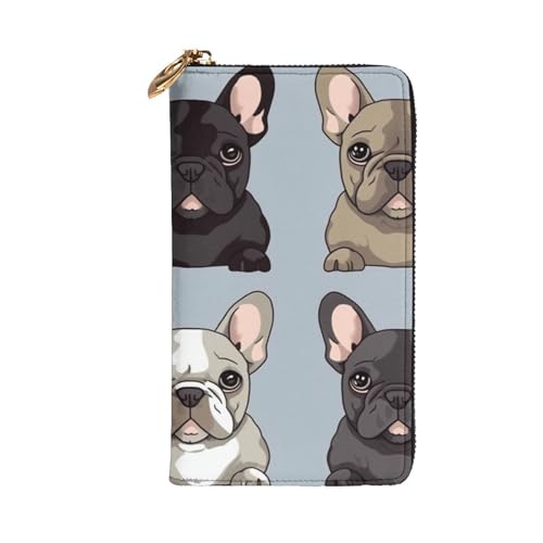 french bulldog Wallet for Men Women Long Purse Leather Clutch Large Business Handbag Travel Phone Holder Credit Card Holder Money Case with Zipper Leather Wallets Gift2