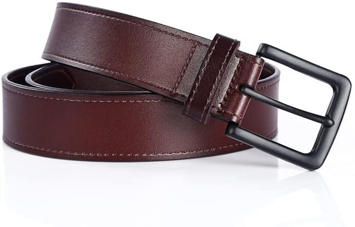 Men Genuine, Leather Dress Belt with Single Prong Buckle2