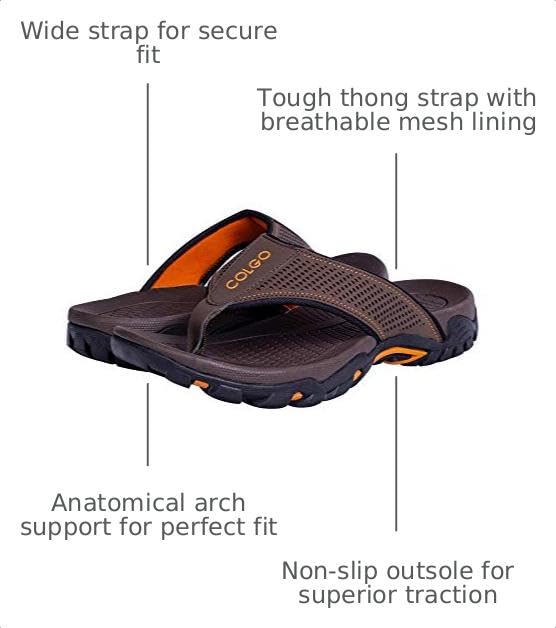Image of Mens Flip Flops Comfort Sport Thong Sandals for Indoor Outdoor Casual Beach Flip Flops for Men with Arch Support