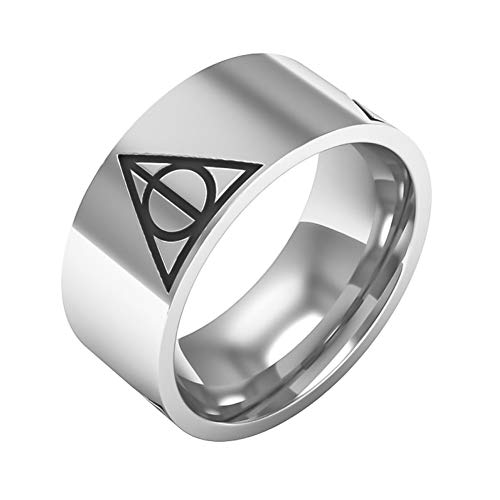 Sping Jewelry Anillo de las Reliquias de la Muerte Harry Potter, anillo inspirado en acero de titanio, Metal, plata Cover