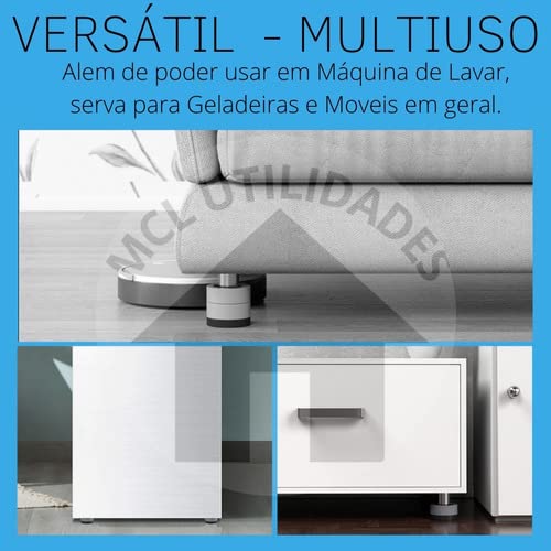 Pé De Apoio Máquina De Lavar Sofá Geladeira Fogão Nivelador Com 4 Peças Super Resistente Anti Derrap