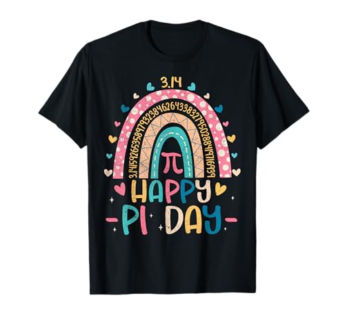 Cute Rainbow 3,14 Happy Pi Day Shirts Math Teacher Kids T-Shirt