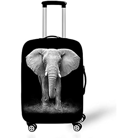 Custom Luggage Cover--Black White Animals Lion Tiger Travel Suitcase Protective 3D Print Trolley Case Diy Logo Case Travel Accessories Elastic Luggage Dust Cover Cover