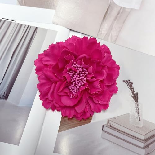 Image of Peony Fabric Flower Brooches Oversize Lapel Pins Extra Big Brooch Delicate Dancing Party Prom Wedding Charm Banquet Dress Suit Guest Corsage Accessories Gifts Dancer Large Hairpin Clip 110mm