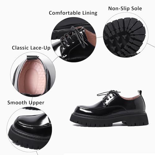 Men's Leather Lace Up Chunky Platform Oxfords Fashion Round Toe Lug Sole Dress Shoes Comfortable Casual Business Work Formal Derby Shoes4