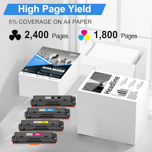 Image of Compatible Toner for HP 125a Toner Cartridges 4 Pack | for HP Color LaserJet CM1312nfi CM1312 MFP CP1215 CP1515 CP1518ni Printer (Includes CB540A CB541A CB542A CB543A)