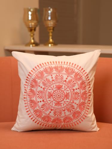 Image of Sunlit Mandala Embroidered Cushion Cover- Pack of 1