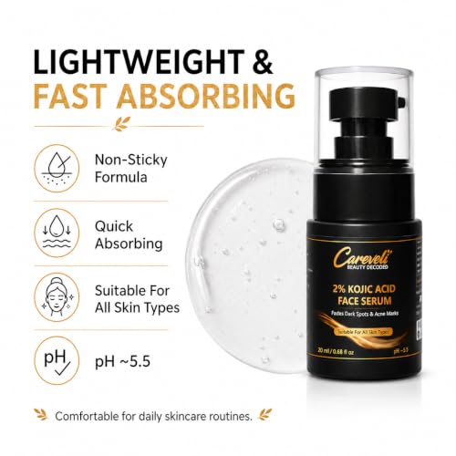 Image of 2% Kojic Acid Face Serum with 2% Alpha Arbutin, 4% Niacinamide, 2% Tranexamic Acid, 1% Licorice Extract, <1% Hyaluronic Acid & 0.5% Madecassoside | Face Serum for Dark Spots Appearance, Acne Marks, Pigmentation, Uneven Skin Tone & Glow | Lightweight & Non-Sticky (20 ml)