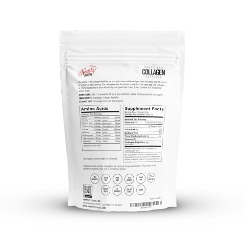 Hearthy Foods 10601 Collagen Powder - 18G Protein - Pure Halal Collagen Peptides Grass Fed Organic Hydrolyzed Powder thumb #1