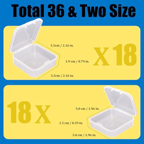 Image of Mathtoxyz 36PCS Organizer Box, Small Organizers and Storage Containers Rectangle Holder Plastic Cases for Clay Beads Bracelet Making DIY Jewelry Craft Nail