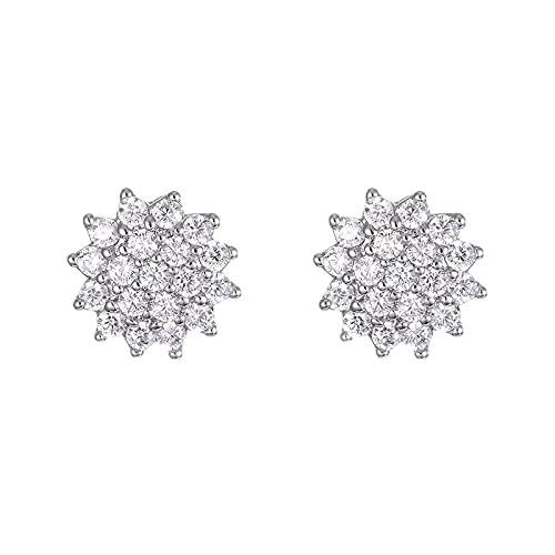 Boucles d'oreilles en diamant sterling MOCHAMIK fleur en argent blanc