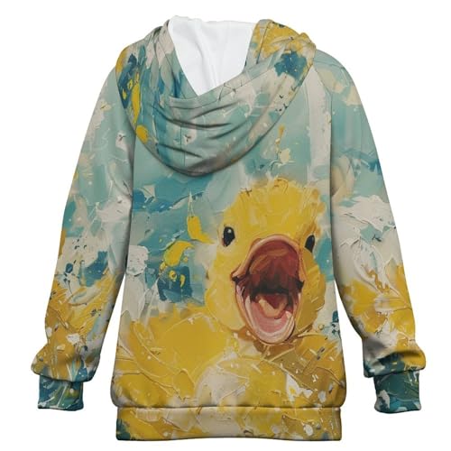 Happy DuckChildren's Raglan Sleeve Hoodie, Suitable for Home And Outdoor Use10-11Y2