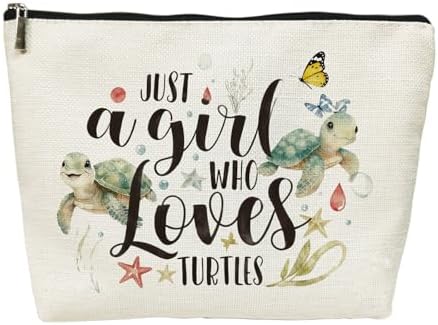 SIUNY Turtle Gifts Sea Turtle Gifts for Women Cosmetic Bags, Just A Girl Who Loves Turtles Makeup Bag Sea Decor Birthday, Christmas Gift Ideas for Daughter Sister Bestie Friends (Turtles)