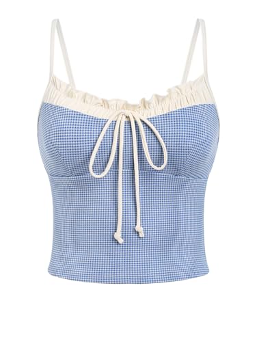 seamoly Vintage Gingham Lace Up Side Hipster Tankini Bottom