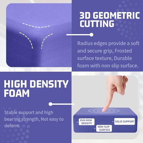 Yoga Blocks Set of 2, Yoga Blocks Supportive EVA Foam Soft Non-Slip Surface for Yoga, Pilates, Meditation - 2 Pack