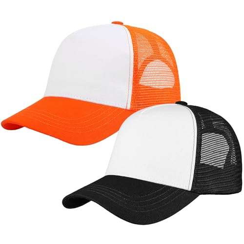 Image of Falari 5-Panel Mesh Baseball Cap, Trucker Hat, Structured Plain Design, Cotton, Adjustable Size
