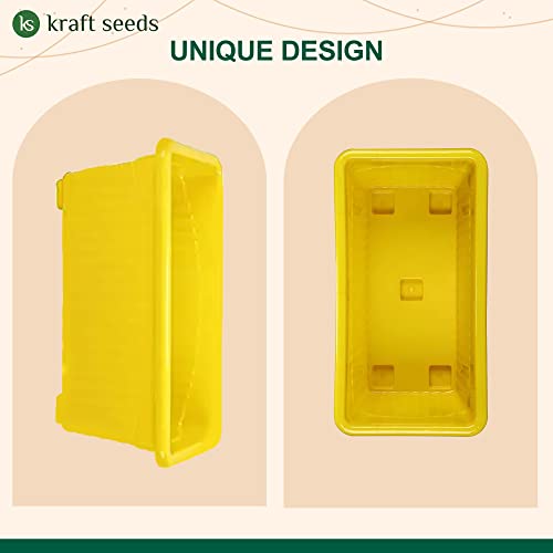 Kraft Seeds Plastic Window Planter (1 Pc, 13 Inch, Yellow) | Outdoor Garden Planting Pots | Flower Pots for Home Garden & Balcony | Flower Planters for Balcony and Terrace Gardens | House Plant Pots
