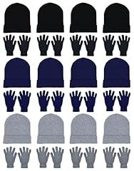 Black/Navy/Gray (12 Beanies/12 Pairs Gloves)