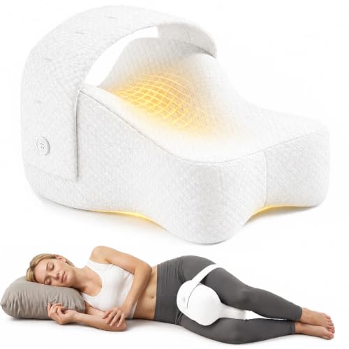 Orelaventino Knee Pillow for Side Sleepers,Memory Foam Balanced Support for Hip & Sciatica Pain Relief,Leg Pillow for Side Sleeping,Adjustable Elastic Strap for Pregnant Women and Seniors (White)