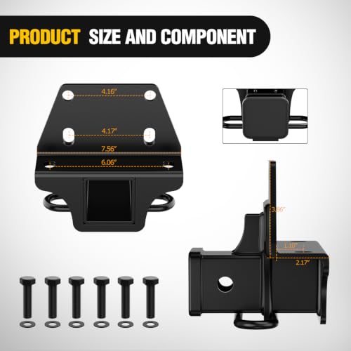 Image of Nilight 2 Inch Rear Trailer Hitch Receiver for Toyota 4Runner & Lexus GX470 | Fits 4Runner 2003-2022 and GX470 2003-2009, 6000 LBS Bolt-On Tow Hitch with Rubber Cover & Tightener Kit