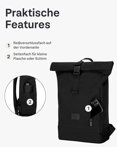 Johnny Urban Rucksack Damen & Herren Schwarz - Robin Medium – Ansicht 6