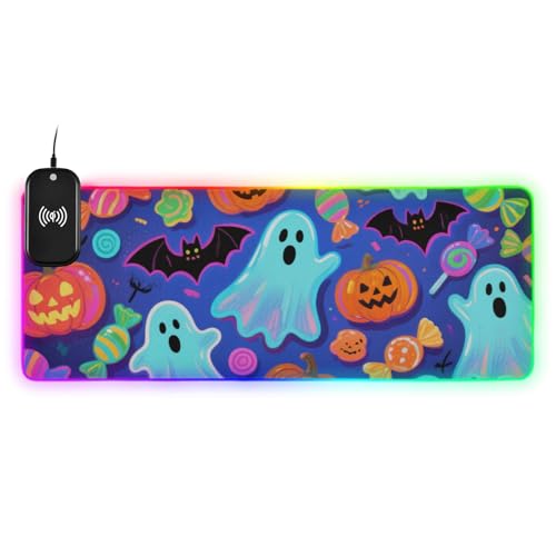 Tapis de souris Halloween XL grand format avec chargement filaire pour bureau