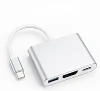 Adaptador USB-C HDMI 4K com Porta USB 3.0 e PD – Hub Tipo-C 3 em 1 para Notebook, MacBook, Celular e Sistema Samsung