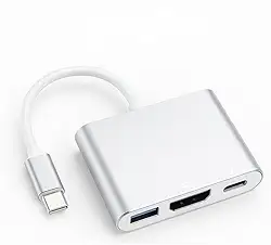Adaptador USB-C HDMI 4K com Porta USB 3.0 e PD – Hub Tipo-C 3 em 1 para Notebook, MacBook, Celular e Sistema Samsung
