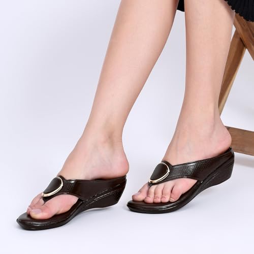 Image of TRASE Women's Fashion Sandal | Faux Leather, Comfortable & Stylish Wedges | Ideal for Casual & Formal Occasions 2 inches heel
