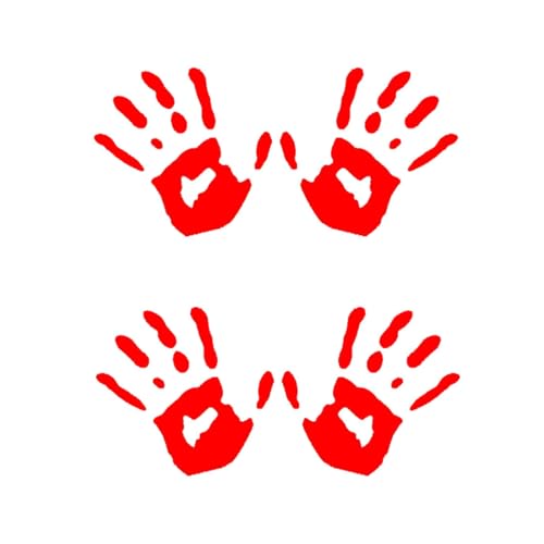 Horreur Stickers Décalque Autocollant Sticker, Lot de 2 autocollants pour pare-brise de voiture avec mains sang, Punisher pour la Voiture ou la Moto, Autocollant Punisher Pour Voiture Automobile