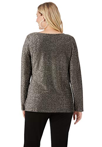 Jessica London Women's Plus Size Shimmery Side-Gathered Tunic Metallic Long Shirt - 14/16, Red Shimmer #TOP2