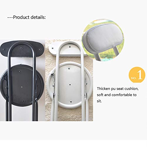 Lzttyee Portable Folding Round Metal Stool Modern Minimalist Home Back Dining Chair Office Chair Bar Chair (White) - Thumbnail 3