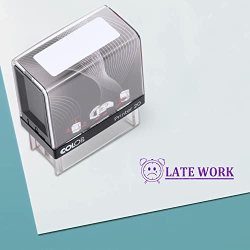 Late Work Self Inking Rubber Stamp Custom Colop Office Stationary P20 Mini Stamper #TOP8