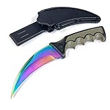 S-TEC Fixed Blade Hunting Knife Hawkbill I 4' Stainless Steel Blade I Rubber Handle I w/ Plastic...