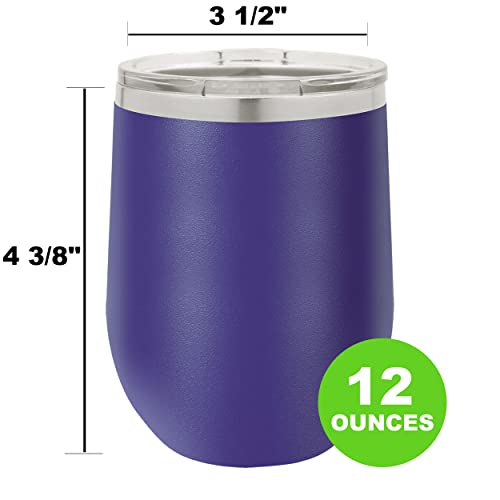 12-Ounce Vacuum Insulated Stainless Steel Wine Tumbler Customized Double-Walled Laser Engraved Liquor Alcohol Coffee Closing Travel Mug, Purple Turtle, Personalized #TOP1