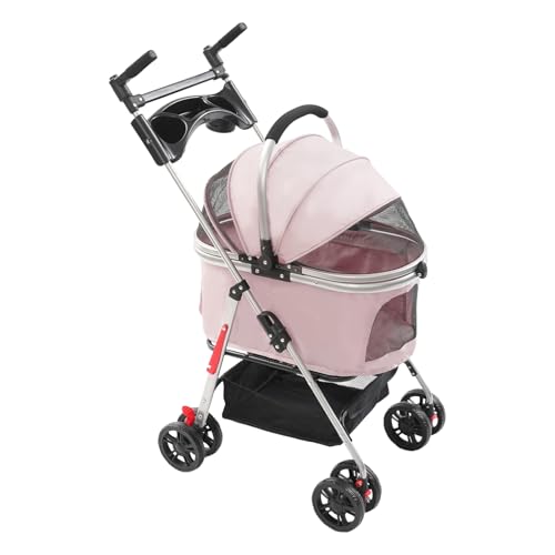 Carrito para perros plegable rosa akura: traslada a tu mascota sin esfuerzo