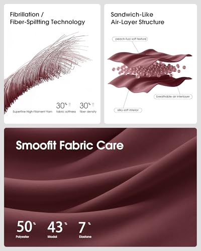 G4Free Women's Modal Soft Skirts with 2 Pockets Elastic High Waisted Front Split Office Casual Summer Comfy A Line Sweat Skirt (Wine,XL) — view 3