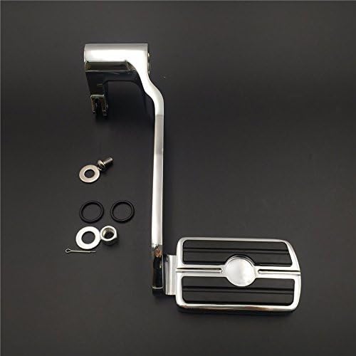 HTTMT MT280-018+216-052- Chrome Billet Rear Brake Lever Brake Pedal Foot Lever with Skull Food Peg Compatible with 2014-later Touring Trike Road King Street Glide CVO Tri Glide FLHR Electra Glide