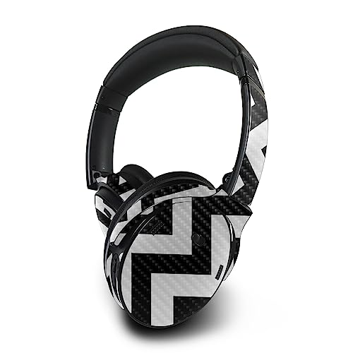Image of MightySkins Carbon Fiber Skin Compatible with Bose QuietComfort 45 Headphones Black Chevron | Protective, Durable Textured Carbon Fiber Finish | Easy to Apply | Made in The USA