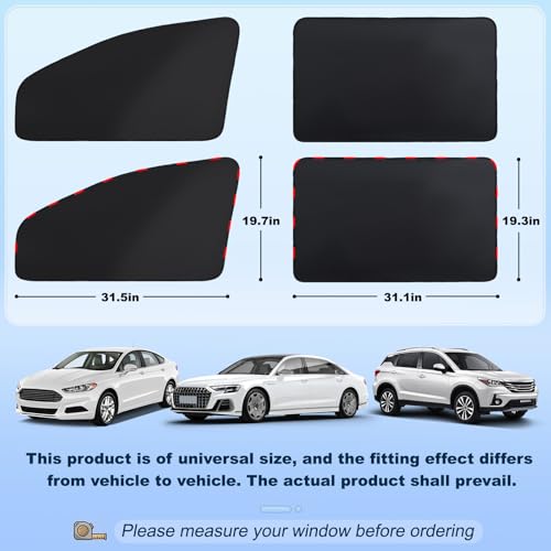 Image of ZATOOTO Magnetic Car Window Shade 4 Pack, Car Shades for Side Windows for Sleeping Car Privacy Curtain UV Block Window Shade, Universal Size for Vehicle Sun Block Window Shade for Baby