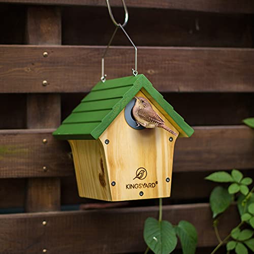 Kingsyard Wooden Wren House With Prdator Guard, Bird Nesting For Outdoor, Garden Patio Nest Box Birdhouse For Wild Bird Watching, Green #TOP5