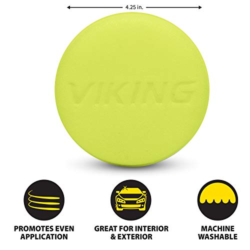 Viking Foam Wax Applicator Pads And Cleaning Pads, Soft Car Detailing Sponges, Yellow, 4.25 In. Diameter, 6 Pack #TOP1