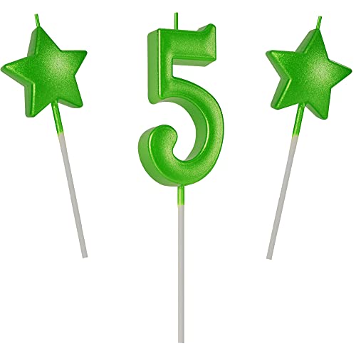 2.75In Green Number 5 Birthday Candles, Glitter Green Happy Birthday Cake Cupcake Toppers Decoration And Celebrating For Adults/Kids Party Baking (Green 2.75In Number 5) #TOP20