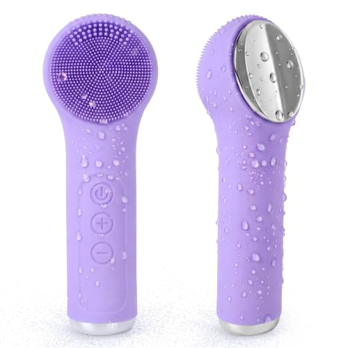 Sonic Silicone Facial Cleansing Brush,3 Speed Settings,Waterproof Face Scrubber for Deep Cleansing,Exfoliating,Rechargeable Electric Face Brush for All Skin Types