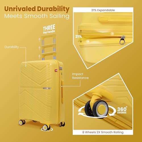 Image of Prime Trolley Bag Single Large | Polypropylene Hard-Shell Luggage | Polypropylene Hard-Shell, Expandable, TSA-Type Lock, Anti-Theft Zip, 8 Dual Wheels
