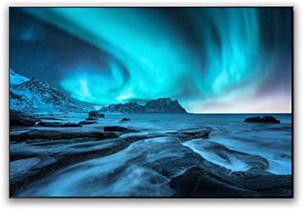 Imagens de arte de parede em tela verde claro Aurora Boreal - pin...