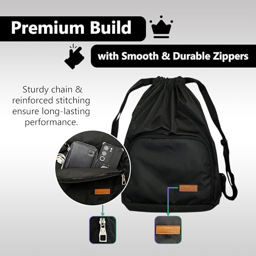 Image of Alienoid 15L Drawstring Bag | Gym Backpack for Men & Women | Draw String Bag for Sports, Football, Cycling, Swimming & More | Lightweight Drawstring Backpack for Travel & Daily Use