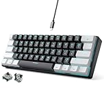 abucow 60% Mechanical Gaming Keyboard Brown Switch Wired Compact Keyboard Anti-Ghosting No-Conflict 61 Swappable keycaps Ergonomic Design for Windows/Mac (Black-White)